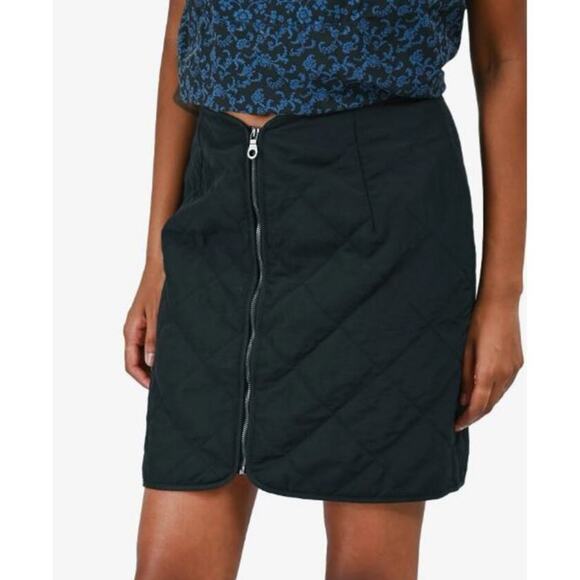 Ba&sh Walas Puff Quilted Zip Front Black Mini Skirt M 2 $195 - Picture 3 of 8